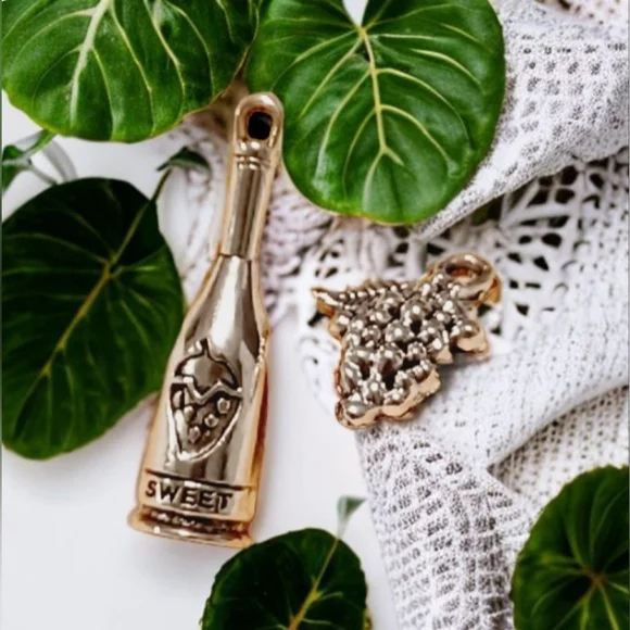 Wine Bottle and Grapes Charms - Picture 1 of 7